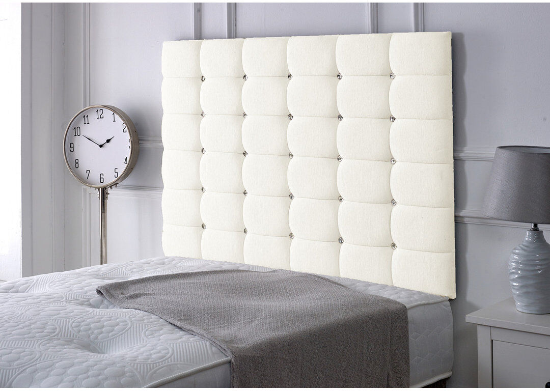 Mercer41 Upholstered Headboard Ivory Chenille Kingsize (5')