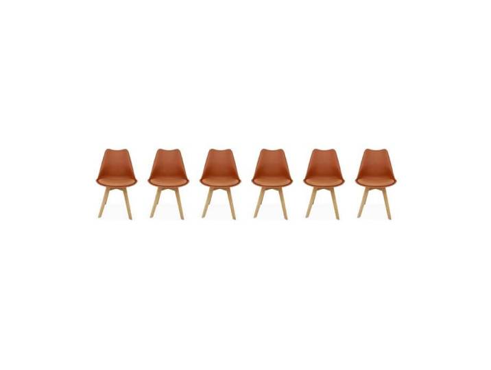 Lot de 6 chaises scandinaves. pieds bois de hêtre. chaises 1 place. terracotta