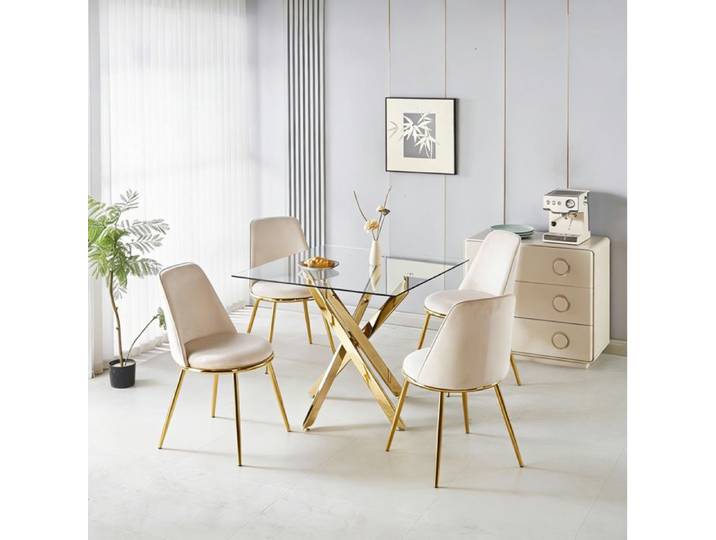 Chaise Velours Doré - Chaise Moderne Luxe avec Accoudoirs Design Contemporain pour Salon ou Salle à Manger