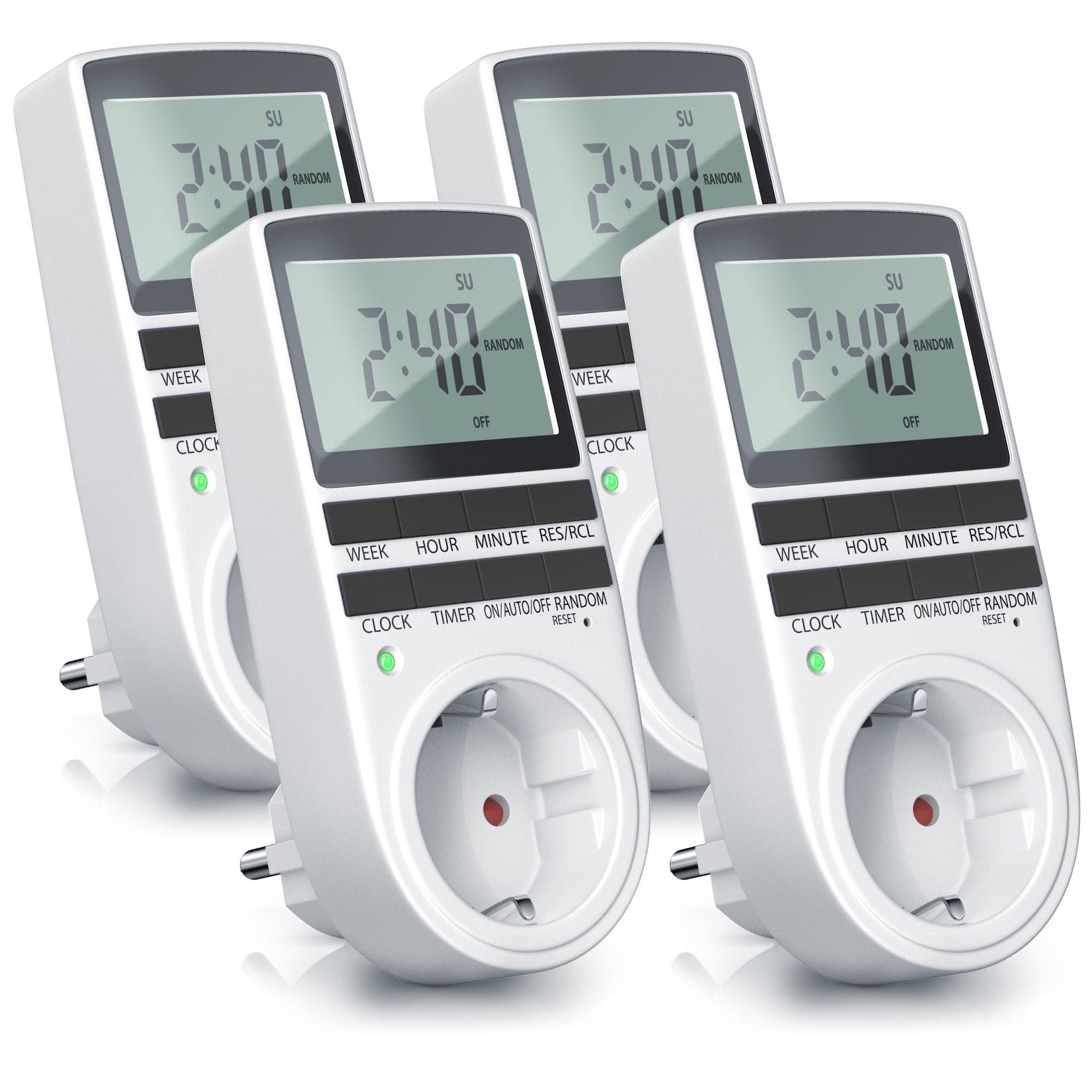 BEARWARE 4x Zeitschaltuhr LCD-Display / 3680W / 10 konfigurierbare Programme