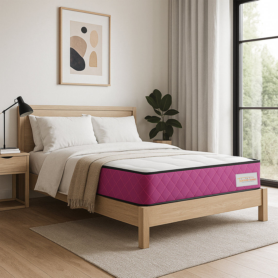 Winksleep Twinkle Sleep Kids Coil Pink Mattress-Memory Foam & Open Coil Spring Design Small Single (2'6)