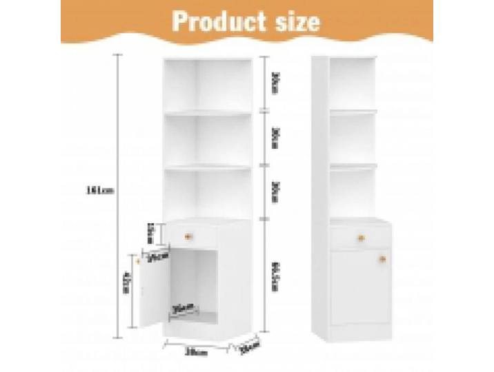 HOMEWELL. BIBLIOTHÈQUE OUVERTE MEUBLE DE RANGEMENT SIMPLE POUR SALON OU BUREAU 38 X 38 X 161 CM BLANC