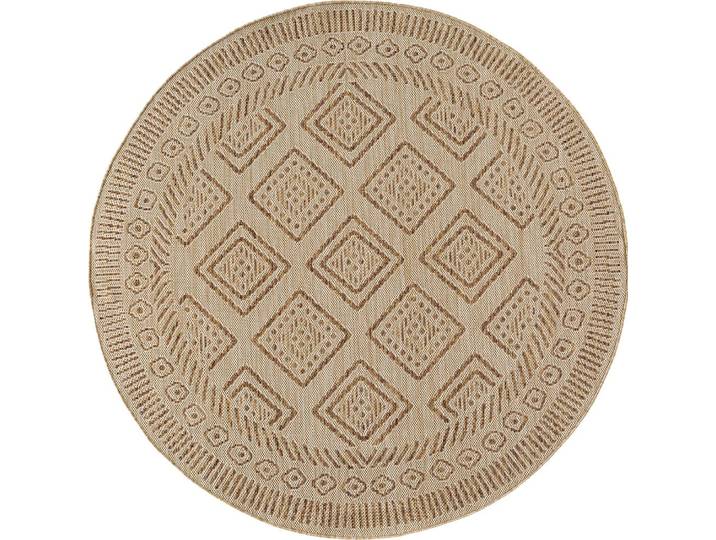 Tapis rond aspect jute berbère beige 120cm