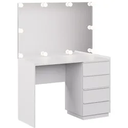 Vicco, Schminktisch, Schminktisch Viktoria, Weiss, 110 cm mit Spiegel & LED-Beleuchtung (110 x 45 x 77.20 cm)