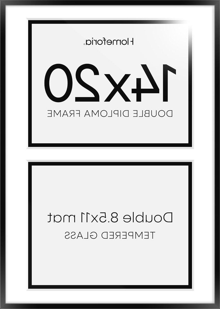 Dubbel Diploma Frame Certificaat Lijst met Dubbele Passe-partout - Zwart - 14x20 inch