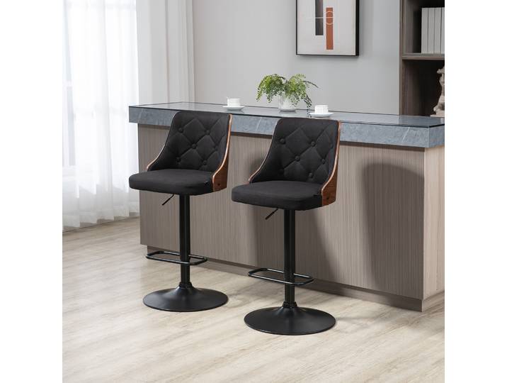 HOMCOM Tabourets Bar 2pcs Rotatif Tissu Capitonné