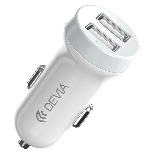 Devia Smart series car charger suit for Lightning (5V3.1A,2USB) white (EA131)