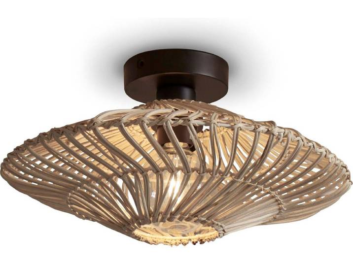 GOOD&MOJO Plafonniere Zanzibar - Rotan Wit - Ø40cm - Modern