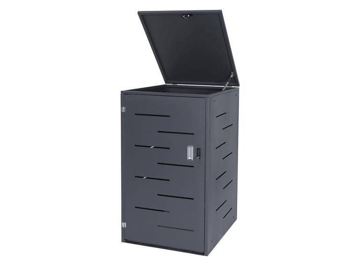 Mülltonnenverkleidung HWC-E83, Mülltonnenbox Mülltonnenabdeckung, erweiterbar 117x66x80cm Anthrazit, Stahl 33kg
