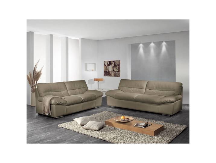 3-Sitzer Sofa Doug Grau/Steingrau Echtleder 231 x 87 x 100cm Modern Echtleder - Steingrau