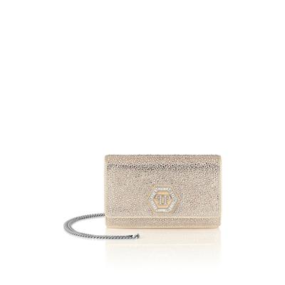 Clutch PHILIPP PLEIN "Hexagon Mit Schmucksteinen", Damen, 06, beige, Taschen