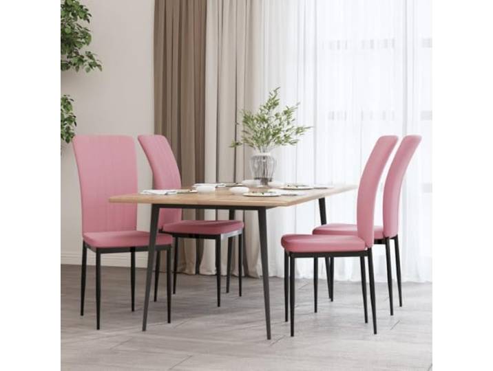Esszimmerstühle 4 Stk. Rosa Samt mit Eisenrahmen und Schaumstoffpolster Samtbezug, Eisenrahmen, Schaumstoffpolster, Montageanleitung, 110 kg Belastbarkeit