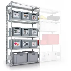 Fachbodenregal CLIP, 330 kg, 2500 x 1000 x 600 mm, Grundregal