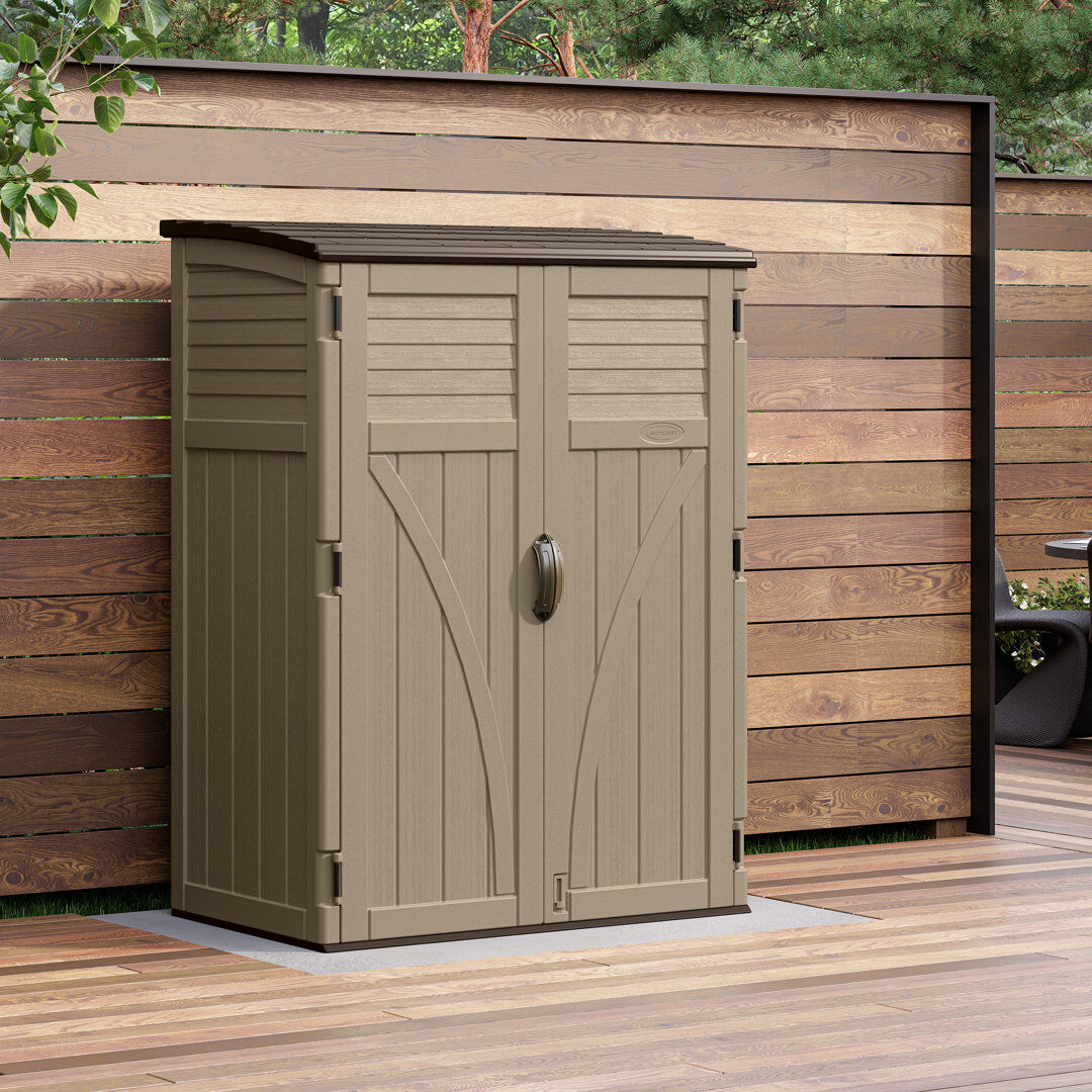 Suncast Aston Large Storage Cabinet Sand 135cm W X 83cm D X 182cm H
