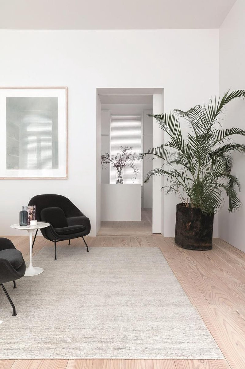 Ligne Pure Oat handgeweven wollen vloerkleed - Grijs - 140 x 200 cm