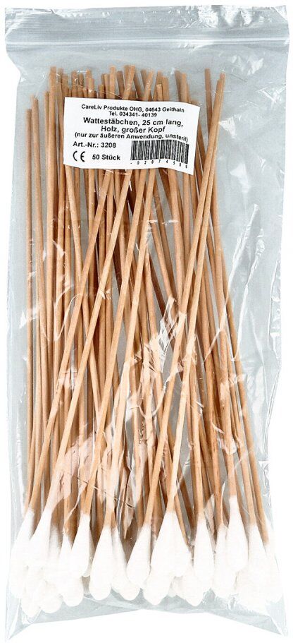 Wattestäbchen Holz grosser Kopf 25 cm 50stk