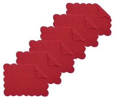 C&F Home Quilted Scallop Placemat Red Set 6