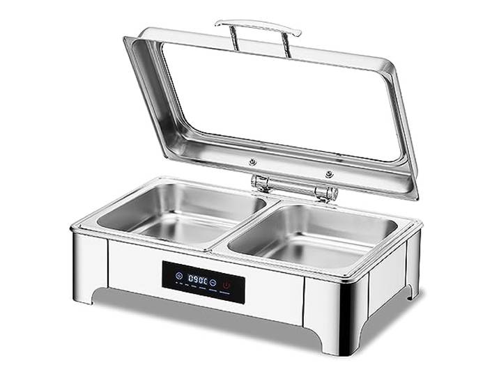 VFDZ 9L Chafing Dish Elektrisch mit Intelligente Berührung (1/2) Buffetwärmer Speisenwärmer Elektrisch, Wärmebehälter für Speisen, Hochwertige Hydraulische Welle, Visuelles Glasfenster