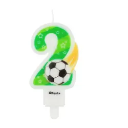 Kerzen für Torte Zahl 2 Fußball 7,8 cm