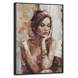 LEINWAND Bilder mit Rahmen - Frau - Lackierung - Porträt - Modern - 50x70