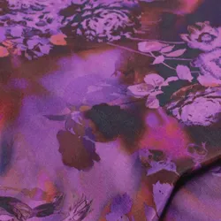 Cupro-Blusenstoff "Blumen", lila-color