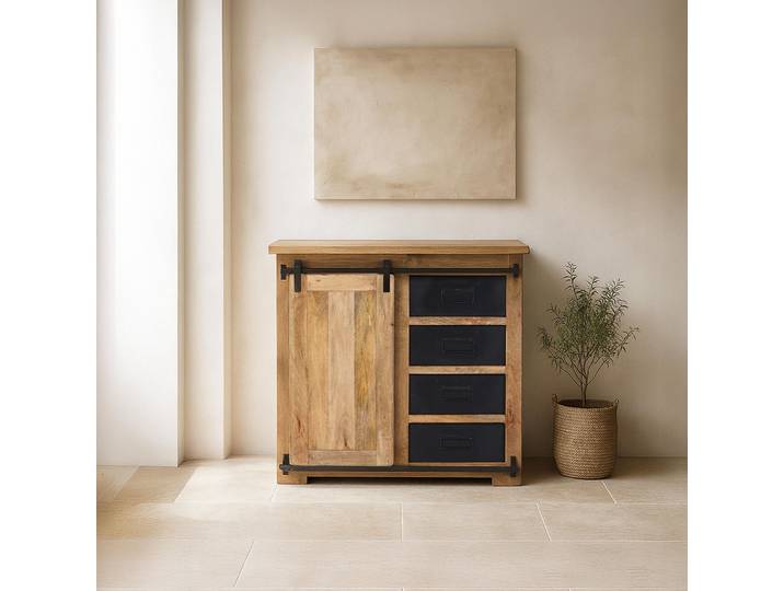 Petit buffet industriel bois et métal 90cm - Paris