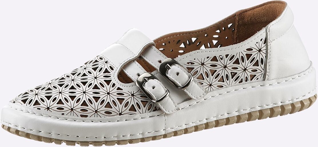 Slipper GEMINI, Damen, Gr. 36, weiß, Leder, Schuhe Slipper