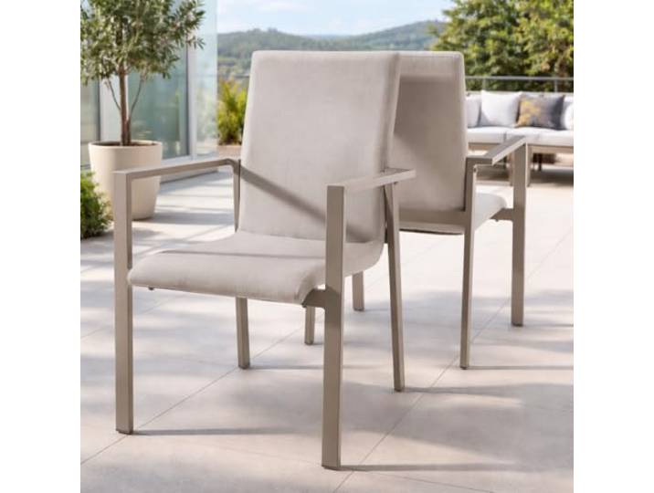 Destiny Sessel Torino 2er Set stapelbar, Aluminium + Olefin, Taupe