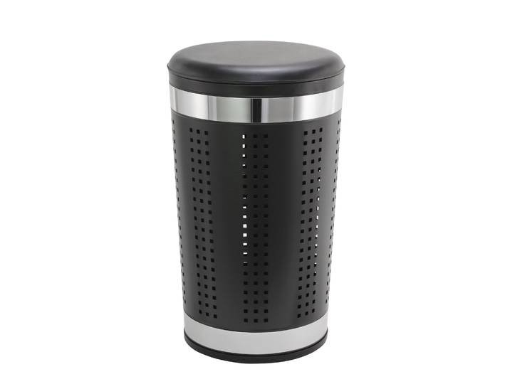Wäschekorb Metall mit Deckel 46L schwarz