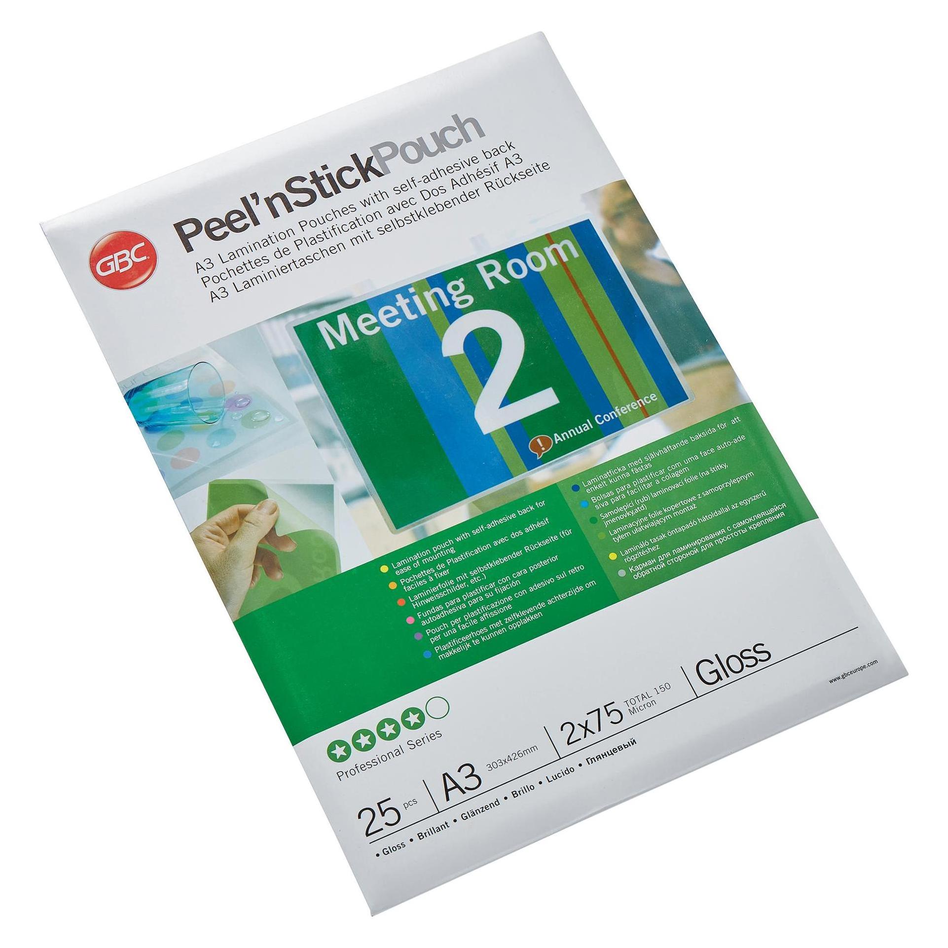 GBC PEEL'N STICK POUCH - glänzend (A3, 25 Stk., 75 µm) (3747526)