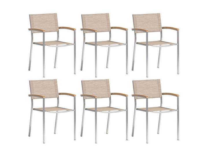 Gartensessel-Set Skye 6er-Set Beige/Teakfarben