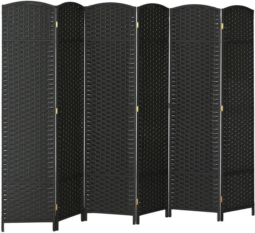 Rebrilliant HOMCOM 6 Panel Folding Room Divider, Privacy Screen, 240 x 170cm, Black Black 170cm H X 240cm W X 1.6cm D