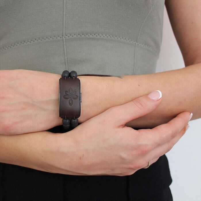 MYLUMI Bracciale Wellness Shamballa Plus-lava Nera Grande-lava Nera Grande