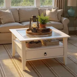 Glas Sofatisch in Weiß 75 cm breit