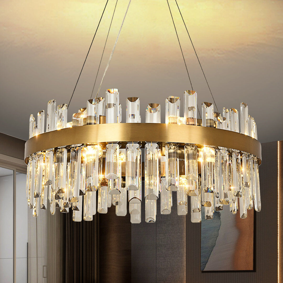 Canora Grey Bartolome Crystal Chandelier Gold 25cm H x 60cm W x 60cm D