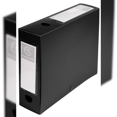 Exacompta 59831E 10x Archivbox mit Druckknopf aus PP 700µ, Rücken 80mm, blickdicht, 25x33cm für DIN A4 - Schwarz