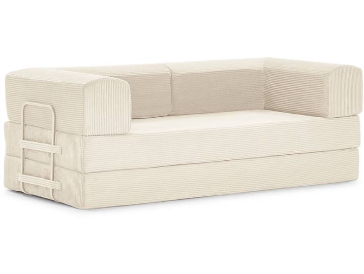 Vakuum-Schlafsofa AGNES Stoff cremefarben