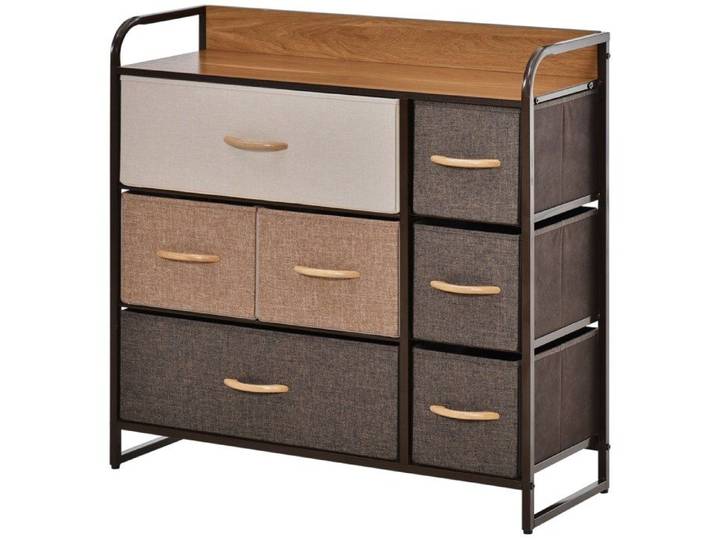 Commode - HOMCOM - 7 tiroirs tissu pliant structure acier noir chambre salon - acier - 80x29x78 5cm - multicolore