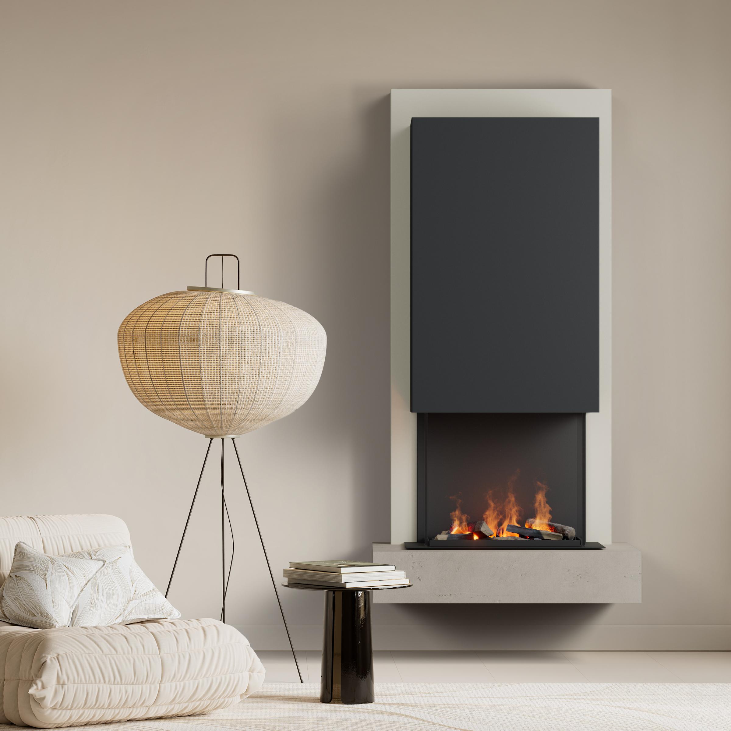 muenkel design Arco [Elektrokamin Opti-myst]: Concrete (Betonoptik) - Schwarz