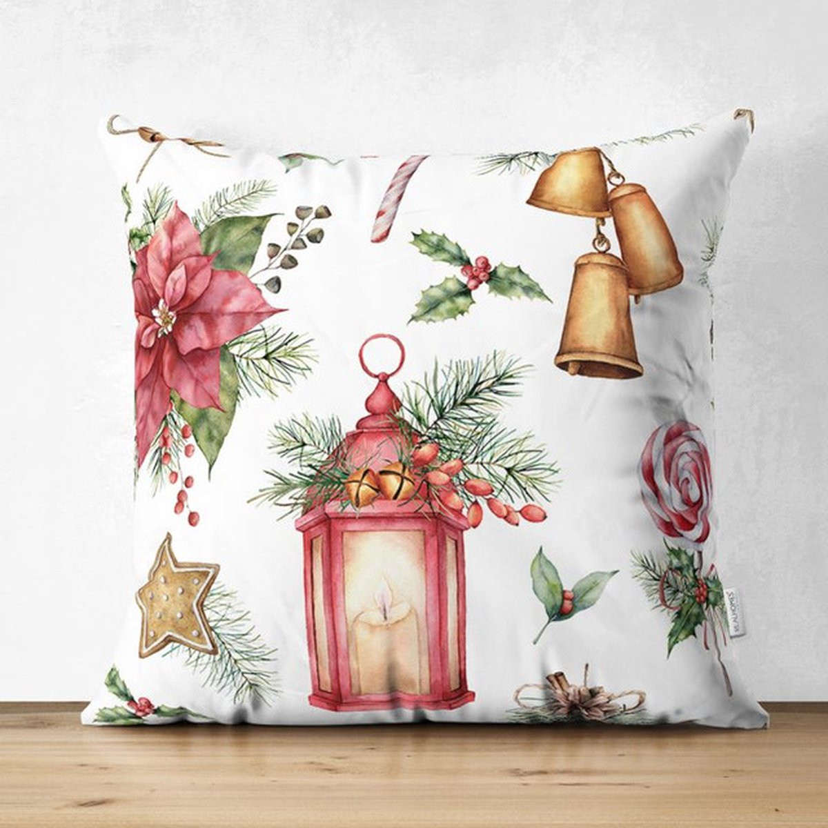 De Groen Home Velvet kussenhoes Kerstbel Kerstklok - 45 x 45 cm