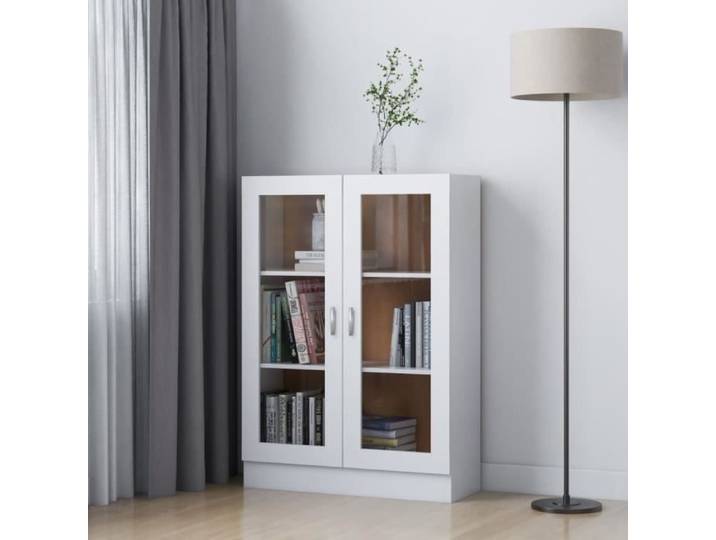 Armoire à vitrine - Bibliothèque Contemporain - Blanc - VIDAXL - Verre - 82 5x30 5x115 cm