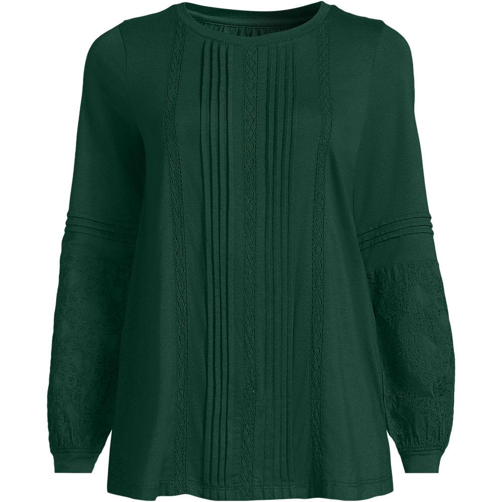 Biesenshirt aus Baumwoll/Modalmix für Damen, Damen, size: regular, Grün, Baumwoll-Mischung/Viskose-Mischung, by Lands' End
