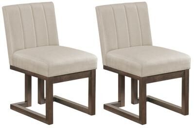 "Costway Modern Farmhouse Fabric Dining Chairs Set of 2 with 5.5"" Thickened Padded Seat-Walnut"