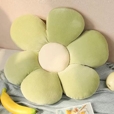 Lush Living Finds Pink Flower Pillow Bay Window Seat Cushion, Girly Six Petal Flower Design For Kids Room greenish White