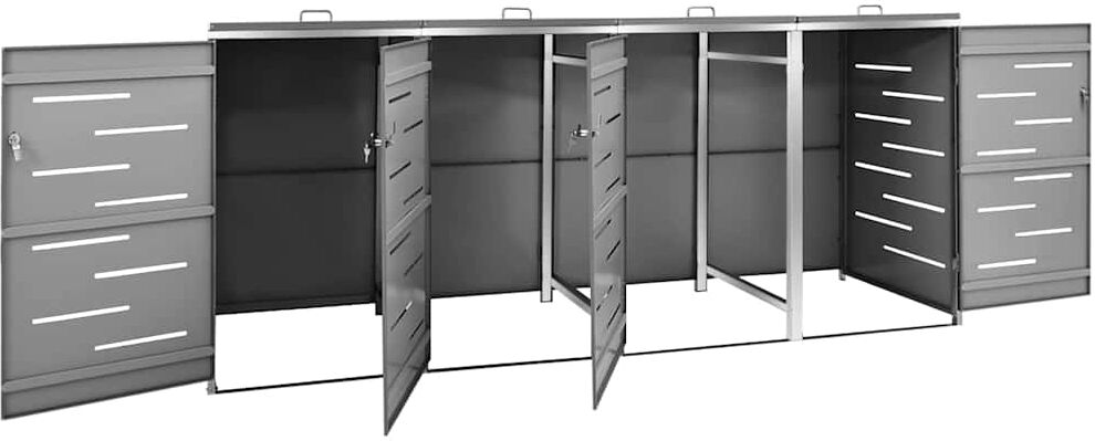 vidaXL Abri pour quatre poubelles 276,5x77,5x115 cm Inox