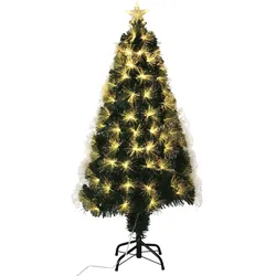 WellHome - Fiberoptik-Weihnachtsbaum mit 130 warmweißen LED-Lichtern und Stern 58x58x120cm