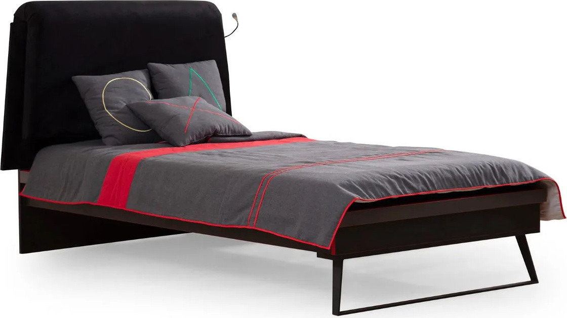 Zwart Designer Kinderbed voor Kinderkamers in Gamer Stijl van Massief Hout