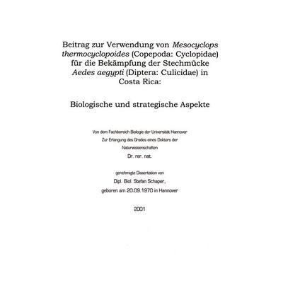 Beitrag zur Verwendung vo Mesocyclopsthermocyclopoides, Taschenbuch von Stefan Schaper, BoD – Books on Demand, 978-3-8311-1668-3