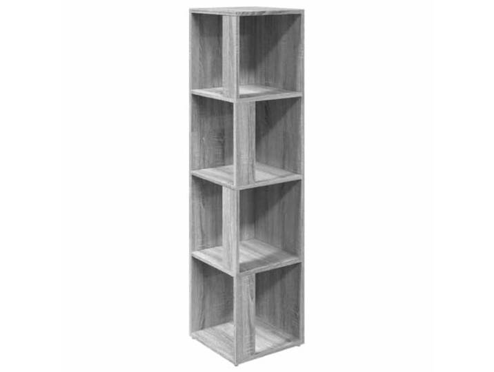 KLGBNCVE Eckregal Grau Sonoma 33x33x132 cm Holzwerkstoff 4 Fächer, Wandhalterung, kompakt, Wohnzimmer, Schlafzimmer, Büro, feucht abwischbar