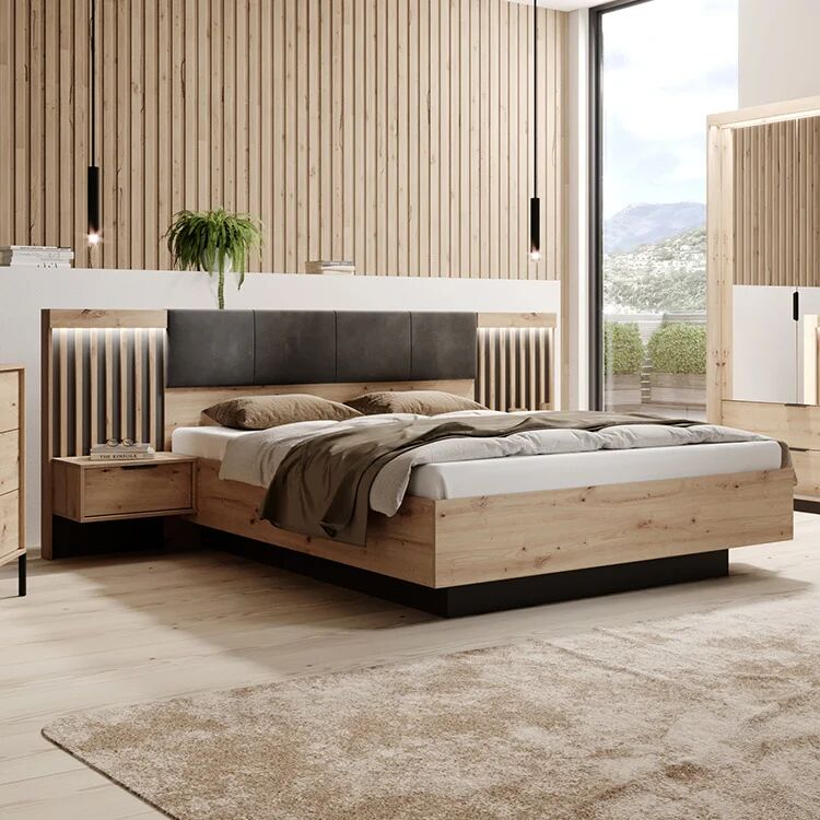 garneroarredamenti Letto matrimoniale contenitore 160x200cm rovere antracite Rubik
